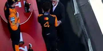 Lando Norris, Oscar Piastri, Bernie Ecclestone