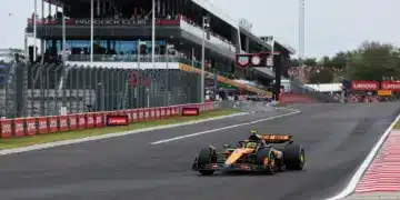 Lando Norris a Hungaroring célegyenesében