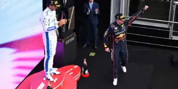 Carlos Sainz, Max Verstappen, 2025 Baku dobogó
