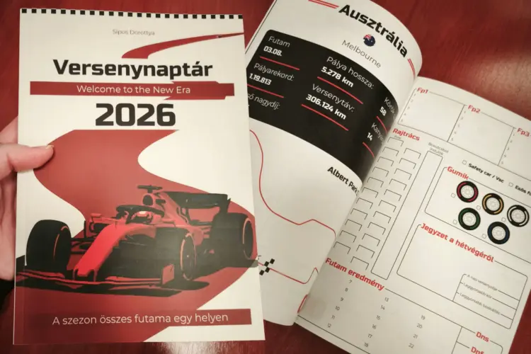 Versenynaptár 2026: magyar F1-rajongói kiadvány, amit imádni fogsz!