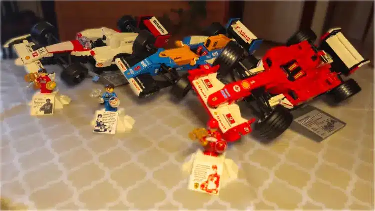 LEGO McLaren Ayrton Senna, Williams Nigel Mansell, Ferrari Michael Schumacher