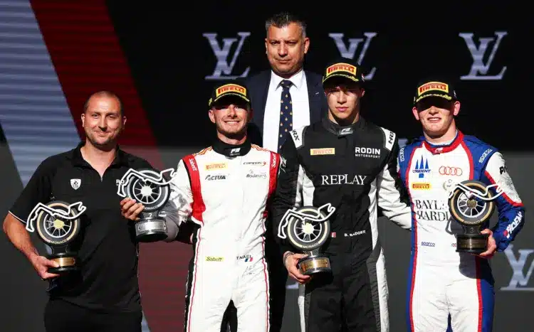 Théophile Naël (2.), Brando Badoer (1.), Freddie Slater (3.), F3 Monaco 2026