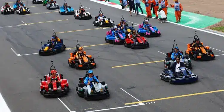 George Russell, Mohammed ben Sulayem, Charles Leclerc, Lando Norris, f1