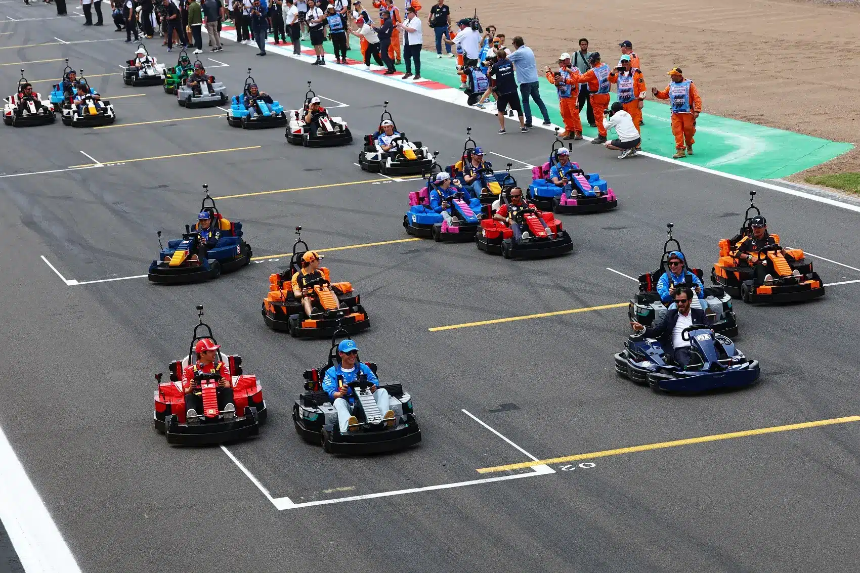 George Russell, Mohammed ben Sulayem, Charles Leclerc, Lando Norris, f1