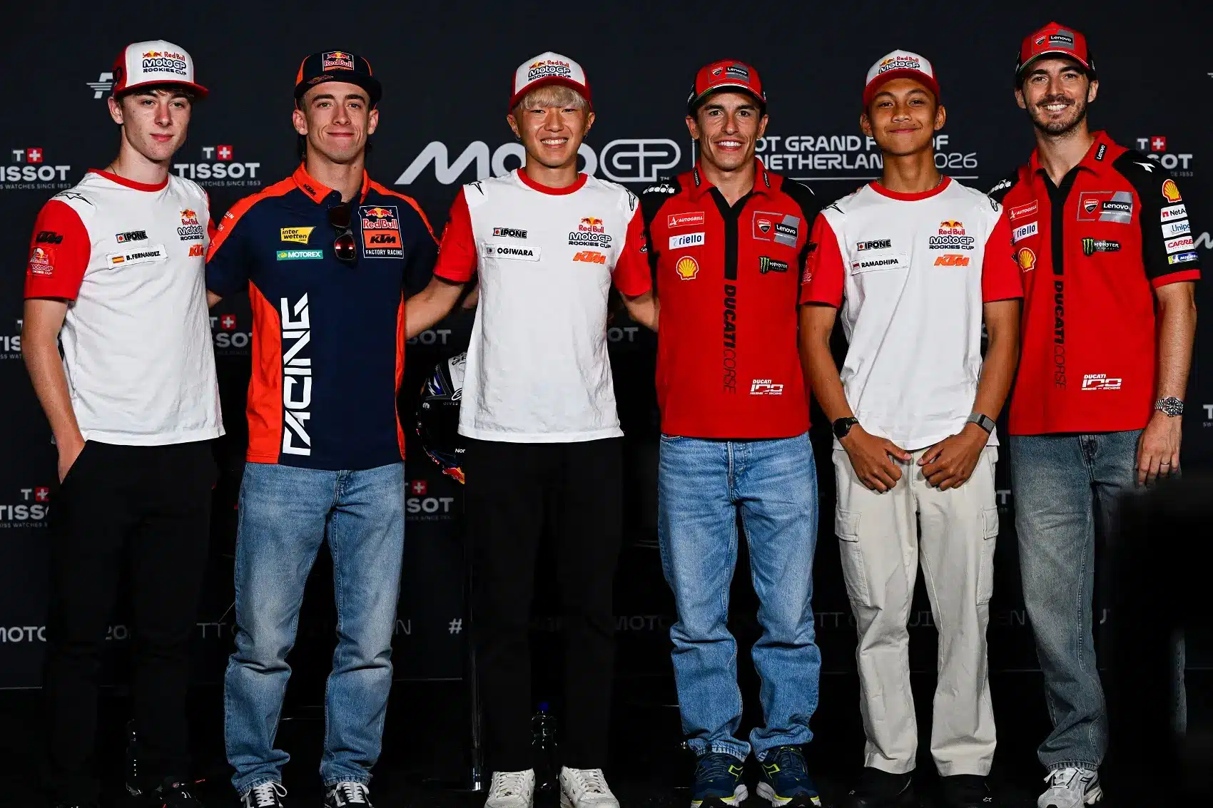 Benat Fernandez, Pedro Acosta, Ryota Ogiwara, Marc Marquez, Kiandra Ramadhipa, Francesco Bagnaia