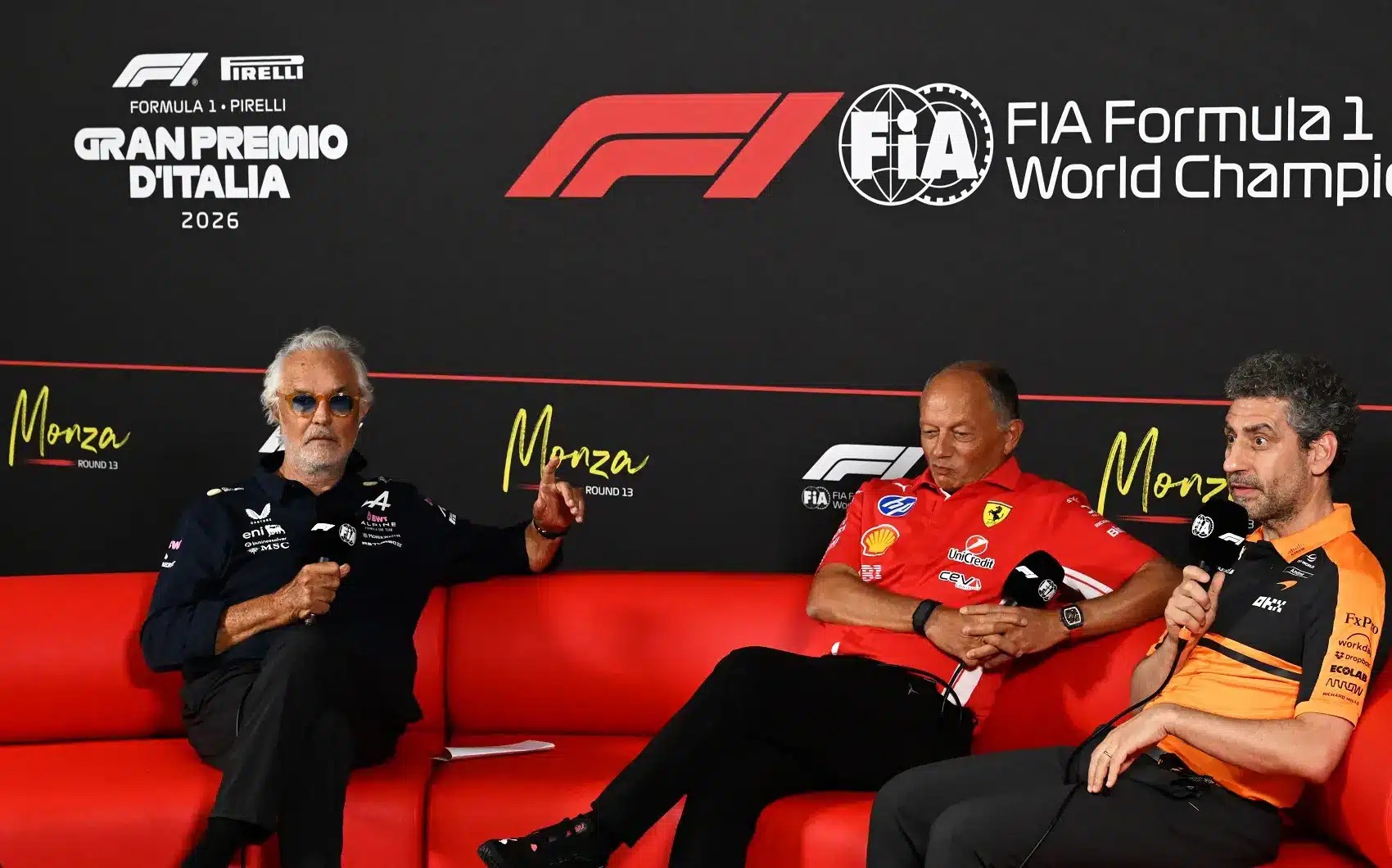 Flavio Briatore (Alpine), Frederic Vasseur (Ferrari), Andrea Stella (McLaren), F1
