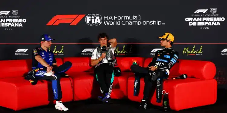 Max Verstappen, Andrea Kimi Antonelli, Lando Norris (F1, Spanyol Nagydíj)