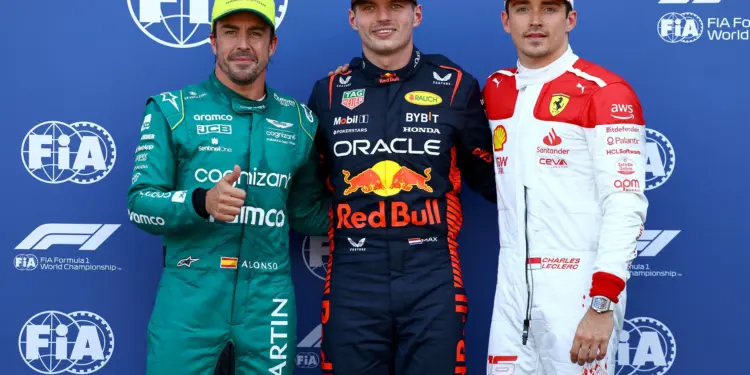 Fernando Alonso, Max Verstappen, Charles Leclerc