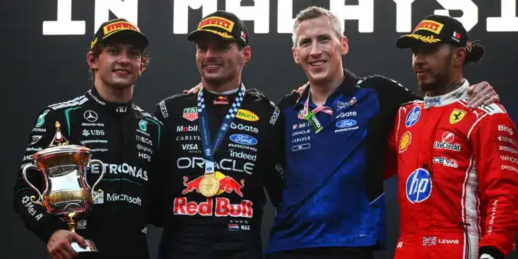 Max Verstappen, Kimi Antonelli, Lewis Hamilton